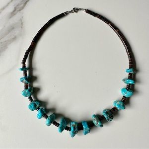 Natural Turquoise and Heishi Vintage Native American Indian necklace